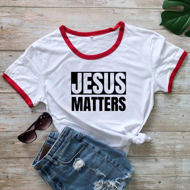 Jesus Matters T-Shirt - Red Ringer / XXL - Red Ringer / XL - Red Ringer / L - Red Ringer / M - Red Ringer / S - Red Ringer / XXXL