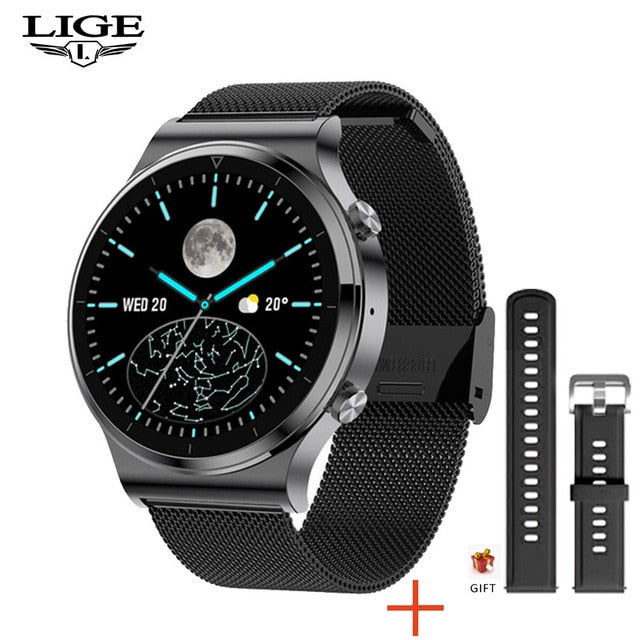 LIGE New Smart Watch with Heart Rate & Blood Pressure - Mesh belt black / SPAIN - Mesh belt black / China