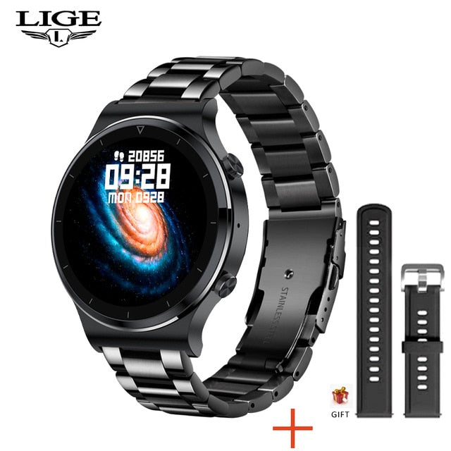 LIGE New Smart Watch with Heart Rate & Blood Pressure - Steel belt black / SPAIN - Steel belt black / China