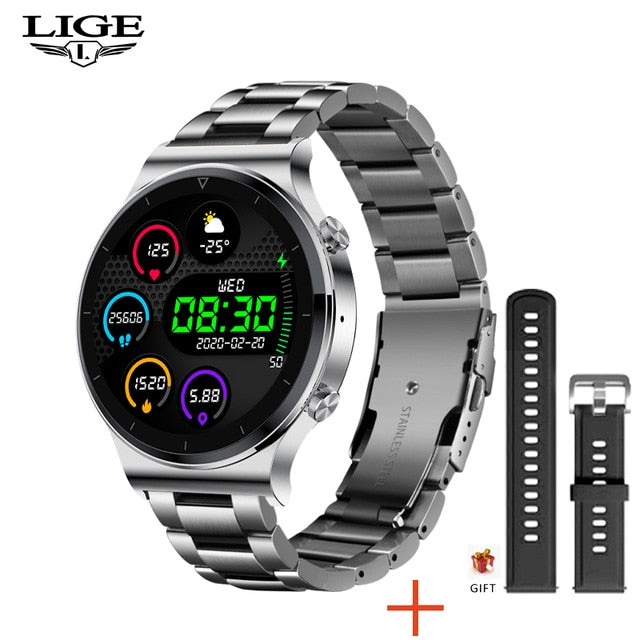 LIGE New Smart Watch with Heart Rate & Blood Pressure - Steel belt silver / China