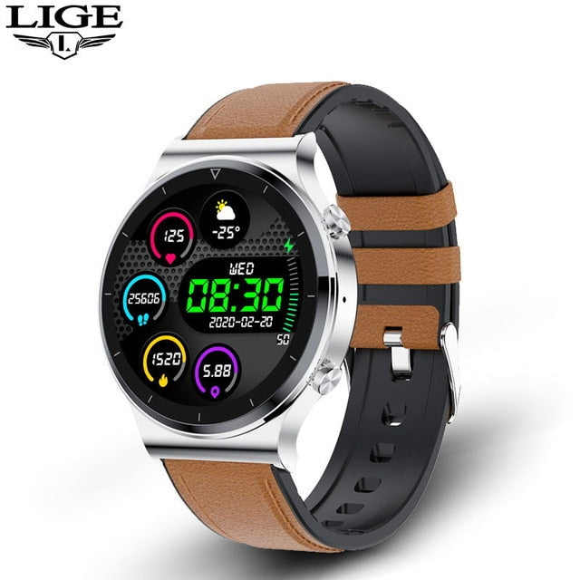 LIGE New Smart Watch with Heart Rate & Blood Pressure - Belt brown / China