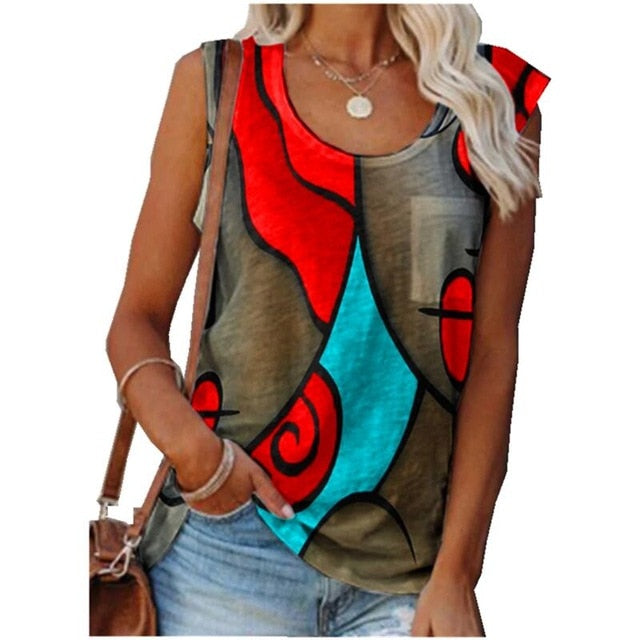 Vintage Women’s Sleeveless T Shirt / Tops - Red / M / China - Red / S / China - Red / 5XL / China - Red / 4XL / China - Red / XL / China - Red / L / China - Red / XXXL / China - Red / XXL / China