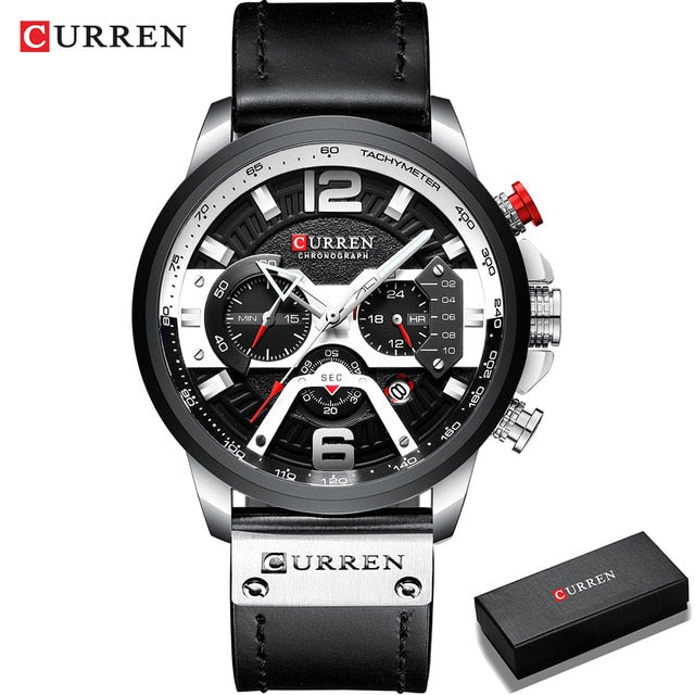 CURREN Casual Sport Watch - silver black box / China