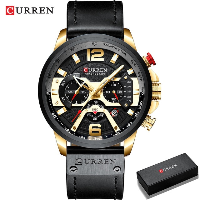 CURREN Casual Sport Watch - gold black box / China