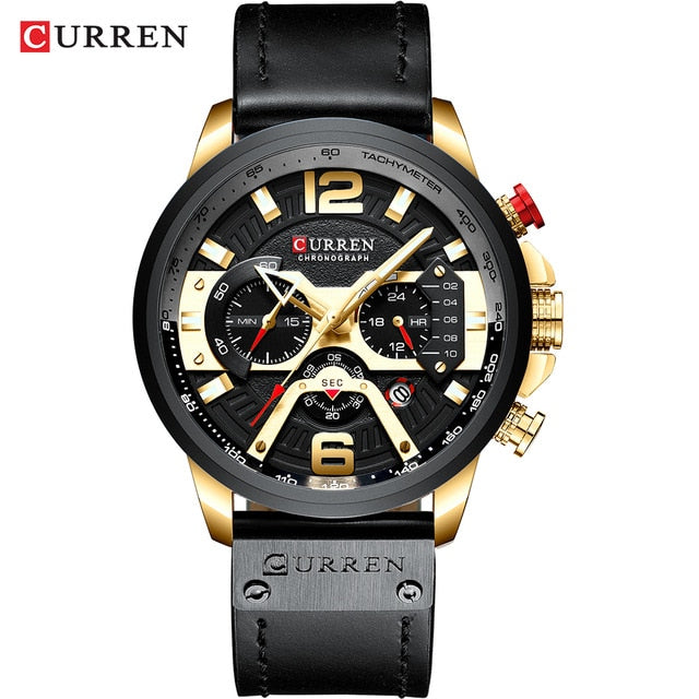 CURREN Casual Sport Watch - gold black watch / China - gold black watch / Russian Federation