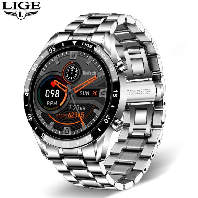 LIGE 2021 New Smart Watch Bluetooth Call Watch - Steel belt silver / China - Steel belt silver / SPAIN