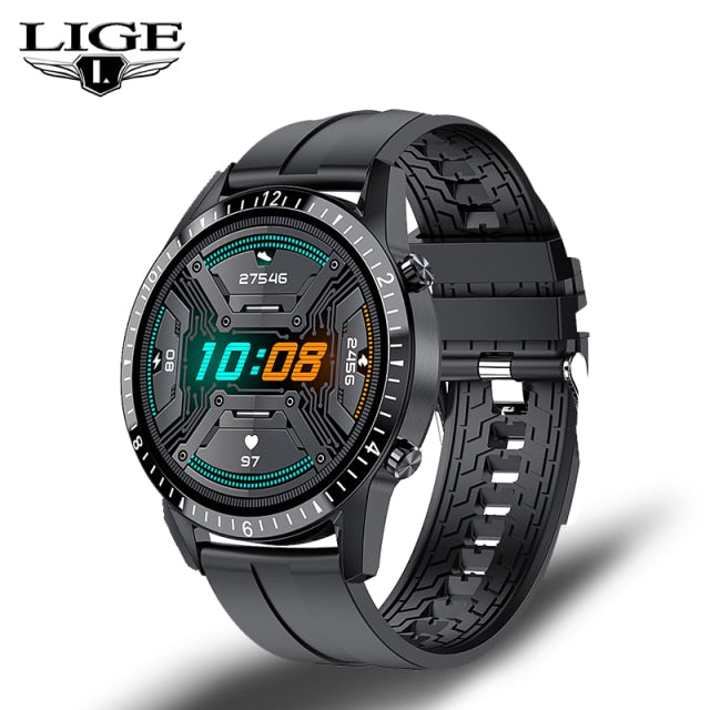 LIGE 2021 New Smart Watch Bluetooth Call Watch - Silicone black / China