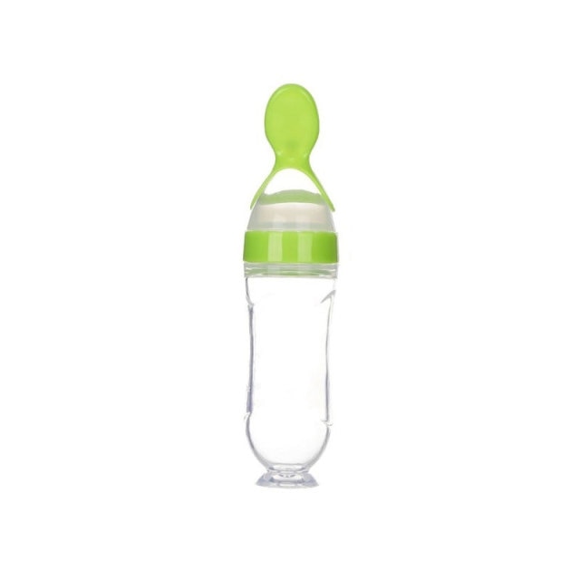 Baby Spoon Bottle Feeder - green with suction