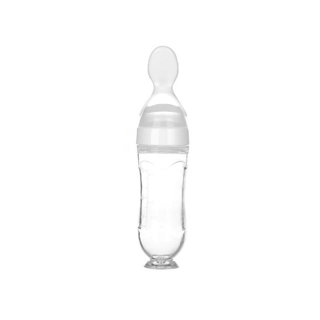 Baby Spoon Bottle Feeder - white with suction