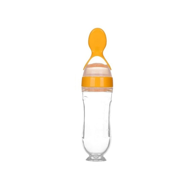 Baby Spoon Bottle Feeder - orange with suction