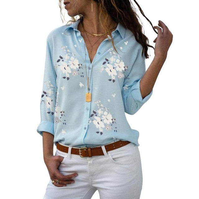 Long Sleeve Blouses - M / Sky Blue - L / Sky Blue - XL / Sky Blue - XXL / Sky Blue - S / Sky Blue - XXXL / Sky Blue - 4XL / Sky Blue - 5XL / Sky Blue