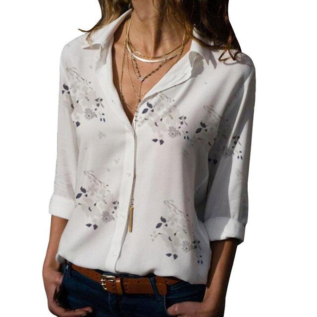 Long Sleeve Blouses - M / White - L / White - XL / White - XXL / White - S / White - XXXL / White - 4XL / White - 5XL / White