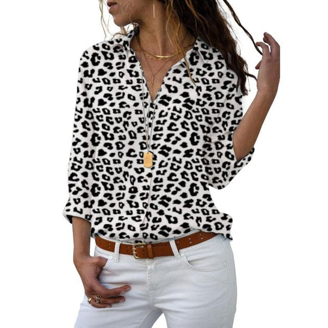 Long Sleeve Blouses - M / Leopard - L / Leopard - XL / Leopard - XXL / Leopard - S / Leopard - XXXL / Leopard - 4XL / Leopard - 5XL / Leopard