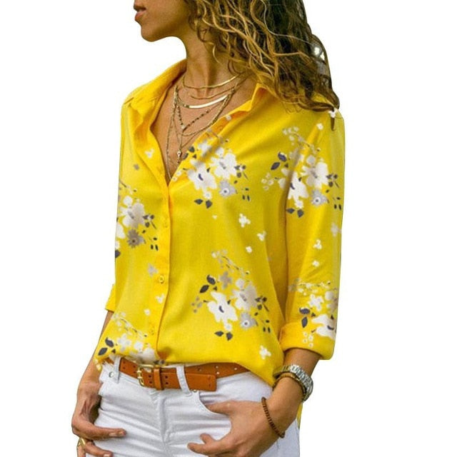 Long Sleeve Blouses - M / Yellow - L / Yellow - XL / Yellow - XXL / Yellow - S / Yellow - XXXL / Yellow - 4XL / Yellow - 5XL / Yellow