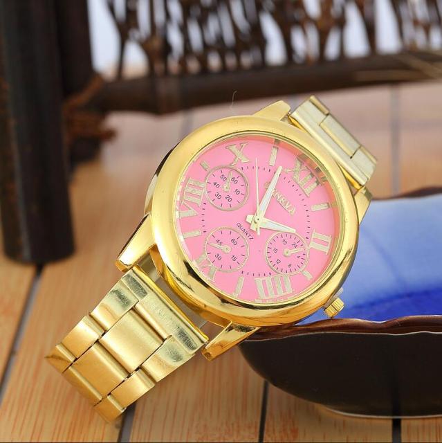 2021 New Gold Geneva Casual Quartz Watch - gold pink