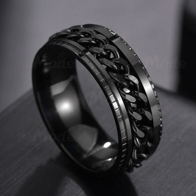 Cool Stainless Steel Rotatable Ring - 11 / Black - 12 / Black - 6 / Black - 7 / Black - 8 / Black - 9 / Black - 10 / Black