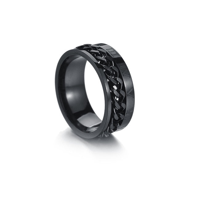 Cool Stainless Steel Rotatable Ring - 6 / Roman Black - 7 / Roman Black - 8 / Roman Black - 9 / Roman Black - 10 / Roman Black - 11 / Roman Black - 12 / Roman Black