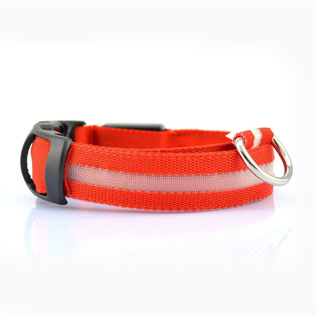 Leopard Print LED Dog Collar - Wire Mesh Red / XS 28-38cm - Wire Mesh Red / S 35-43cm - Wire Mesh Red / M 40-48cm - Wire Mesh Red / L 45-52cm - Wire Mesh Red / XL 52-60cm