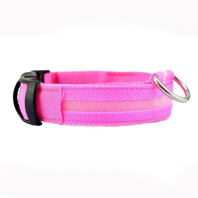 Leopard Print LED Dog Collar - Wire Mesh Pink / XS 28-38cm - Wire Mesh Pink / S 35-43cm - Wire Mesh Pink / M 40-48cm - Wire Mesh Pink / L 45-52cm - Wire Mesh Pink / XL 52-60cm