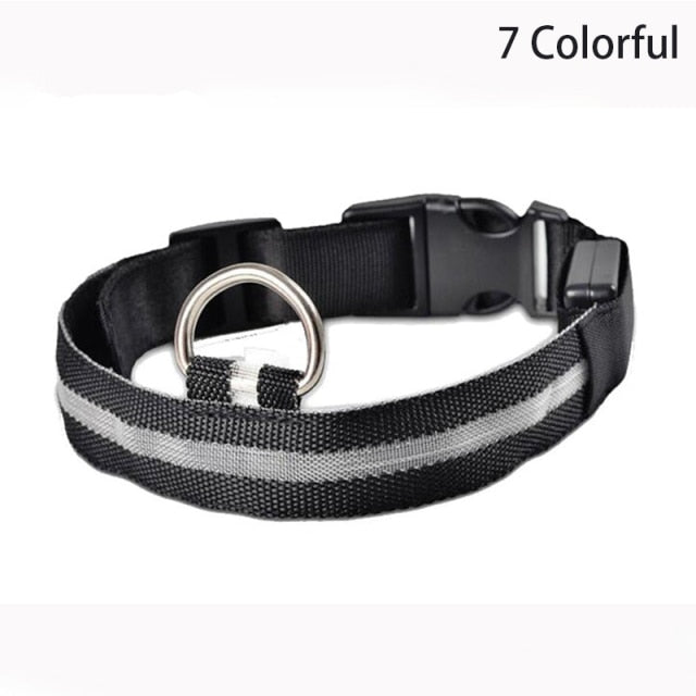 Leopard Print LED Dog Collar - Wire Mesh 7 / XS 28-38cm - Wire Mesh 7 / S 35-43cm - Wire Mesh 7 / M 40-48cm - Wire Mesh 7 / L 45-52cm - Wire Mesh 7 / XL 52-60cm