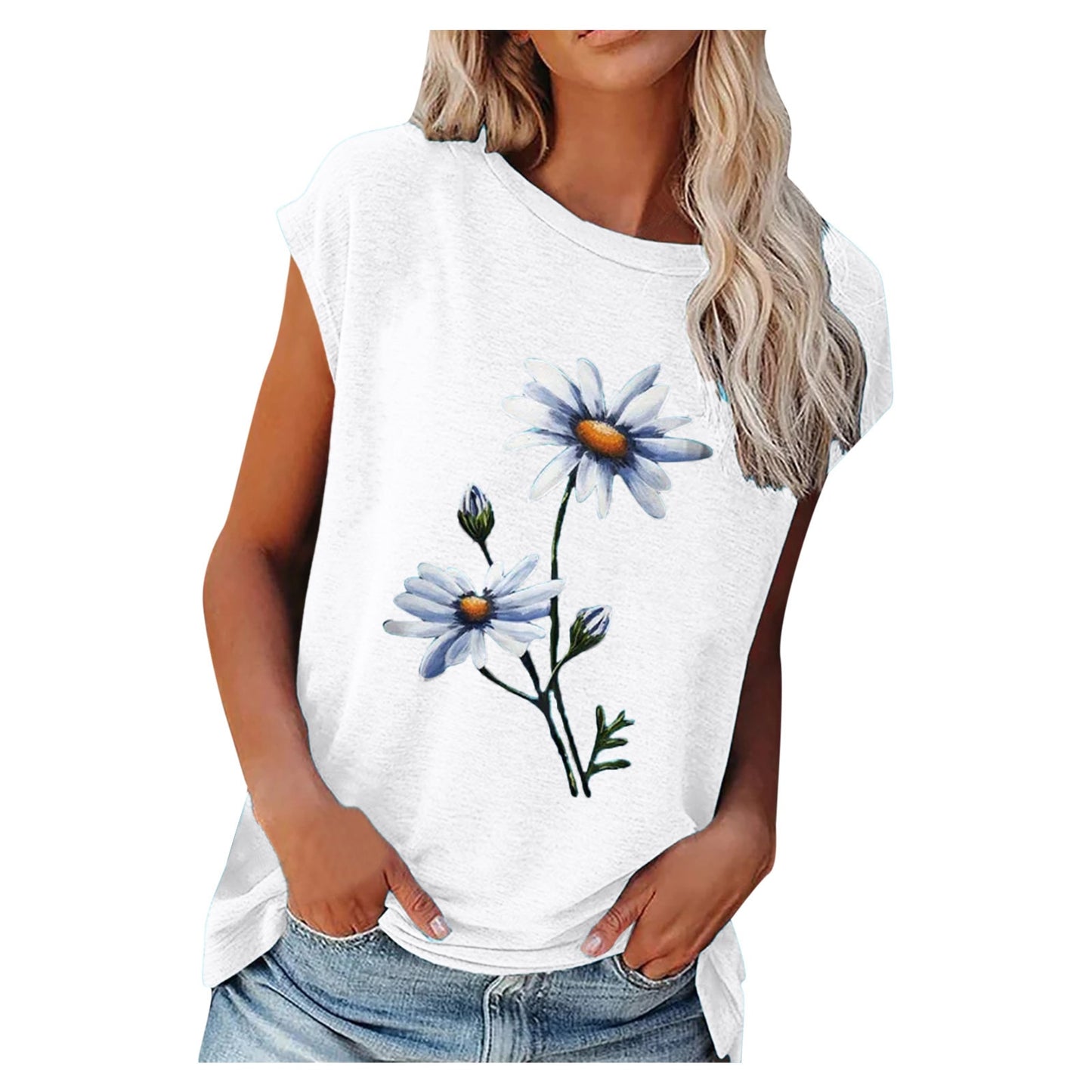 2021 Summer Flower Print Vintage Tee Shirt