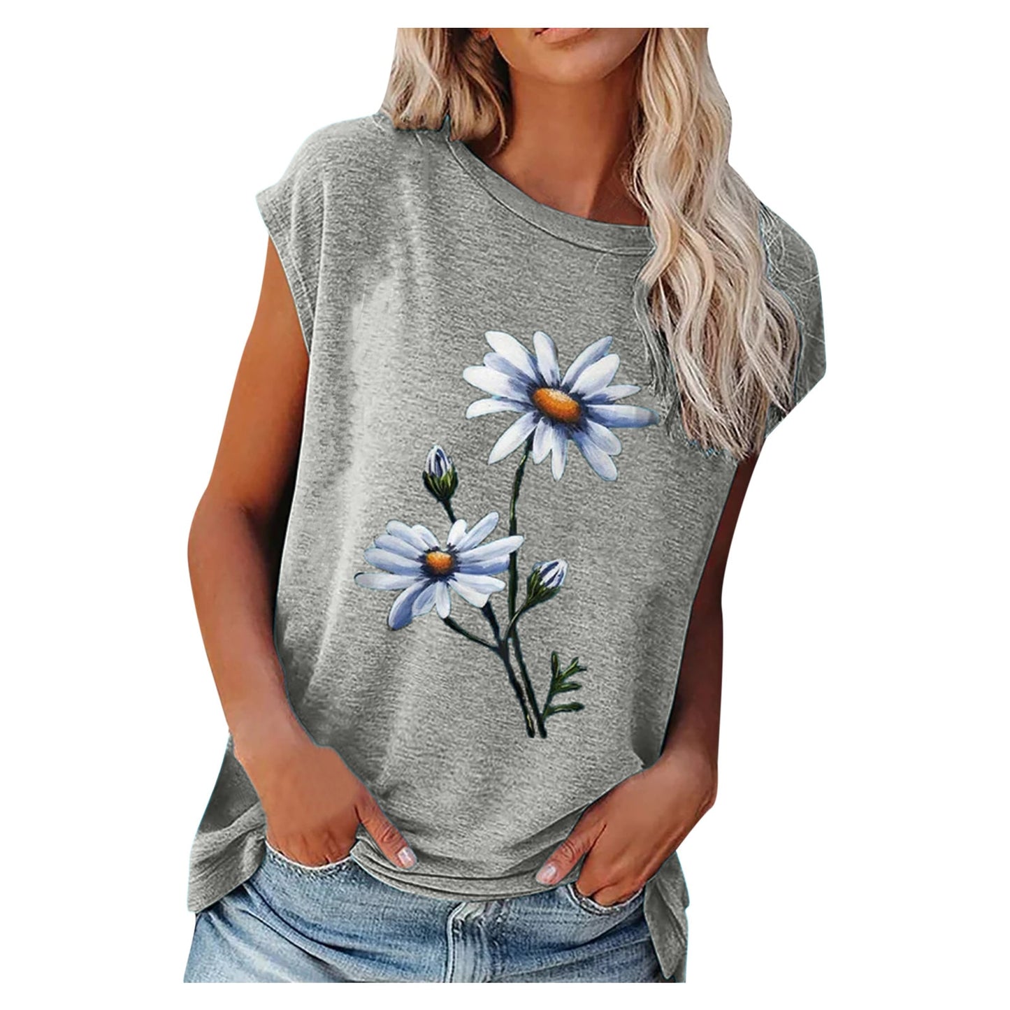 2021 Summer Flower Print Vintage Tee Shirt