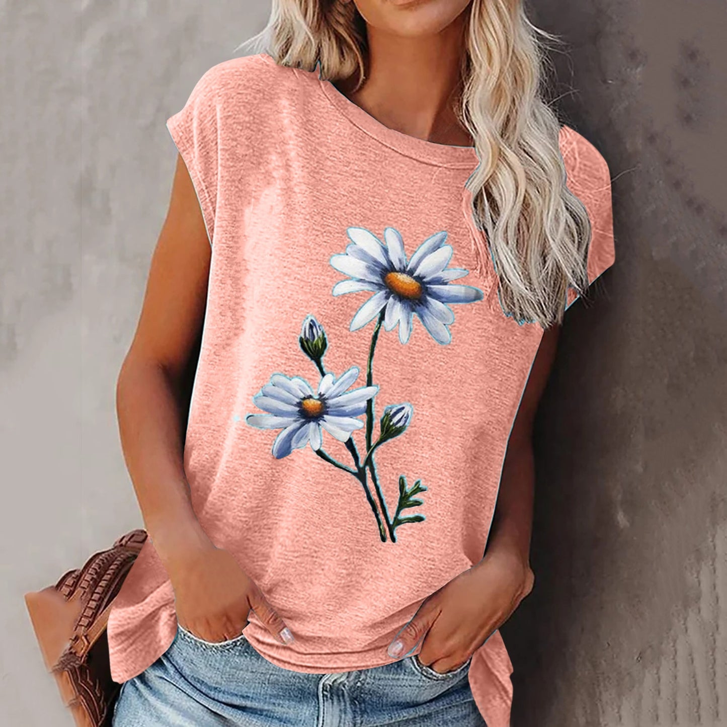 2021 Summer Flower Print Vintage Tee Shirt