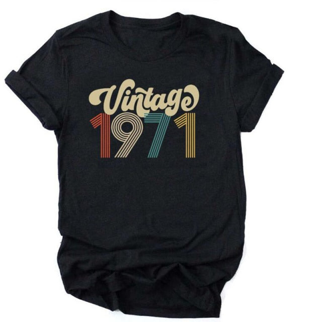 Vintage 1970 Birthday T Shirts / 51st - 70s - 1971Black / L - 1971Black / XL - 1971Black / XXL - 1971Black / XXXL - 1971Black / S - 1971Black / M