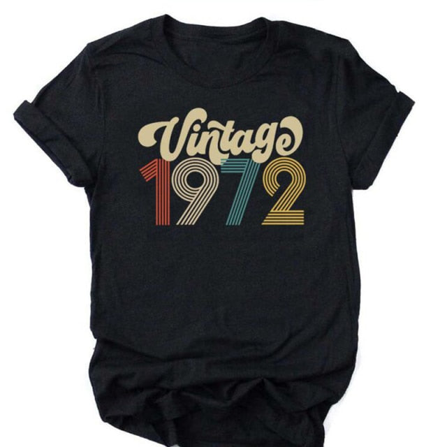 Vintage 1970 Birthday T Shirts / 51st - 70s - 1972Black / XXL - 1972Black / XXXL - 1972Black / S - 1972Black / M - 1972Black / L - 1972Black / XL