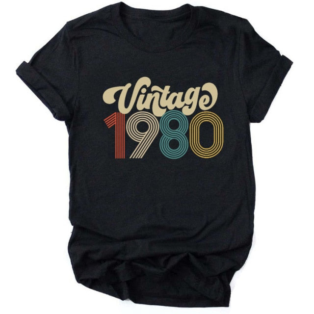 Vintage 1970 Birthday T Shirts / 51st - 70s - 1980Black / S - 1980Black / L - 1980Black / M - 1980Black / XXL - 1980Black / XL - 1980Black / XXXL