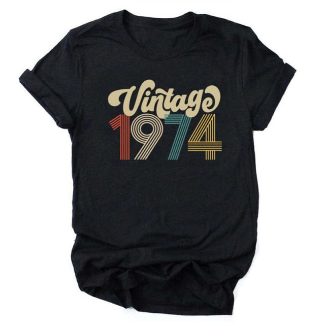 Vintage 1970 Birthday T Shirts / 51st - 70s - 1974Black / XXL - 1974Black / XXXL - 1974Black / S - 1974Black / M - 1974Black / L - 1974Black / XL