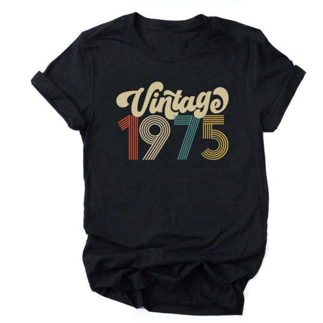 Vintage 1970 Birthday T Shirts / 51st - 70s - 1975Black / L - 1975Black / XL - 1975Black / XXL - 1975Black / XXXL - 1975Black / S - 1975Black / M