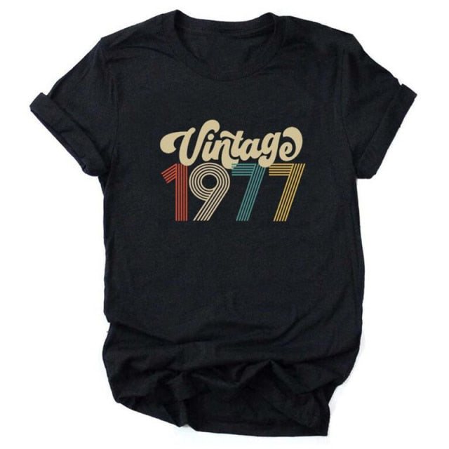 Vintage 1970 Birthday T Shirts / 51st - 70s - 1977Black / L - 1977Black / XL