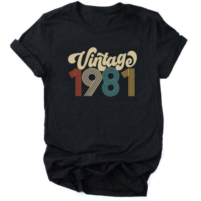 Vintage 1970 Birthday T Shirts / 51st - 70s - 1981Black / S - 1981Black / L - 1981Black / M - 1981Black / XXL - 1981Black / XL - 1981Black / XXXL