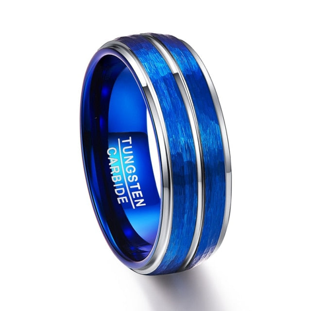 8MM Black Brushed / Blue Groove Wedding Ring - 6 / Style 2 - 7 / Style 2 - 12 / Style 2 - 13 / Style 2 - 10 / Style 2 - 11 / Style 2 - 8 / Style 2 - 9 / Style 2