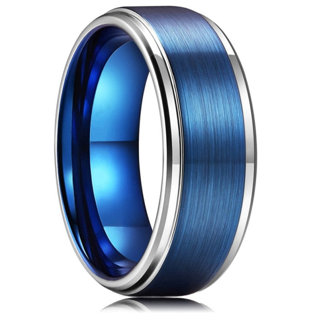 8MM Black Brushed / Blue Groove Wedding Ring - 12 / Style 5 - 13 / Style 5 - 10 / Style 5 - 11 / Style 5 - 8 / Style 5 - 9 / Style 5 - 6 / Style 5 - 7 / Style 5