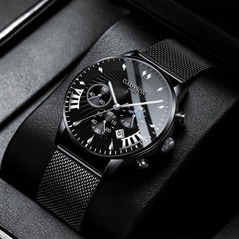 Luxury Men’s Stainless Steel Mesh Calendar Watch