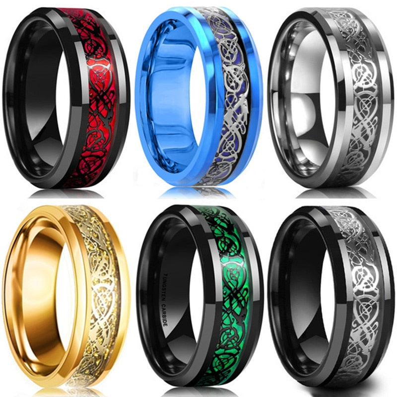 8 Colors 8mm Men's Stainless Steel Ring