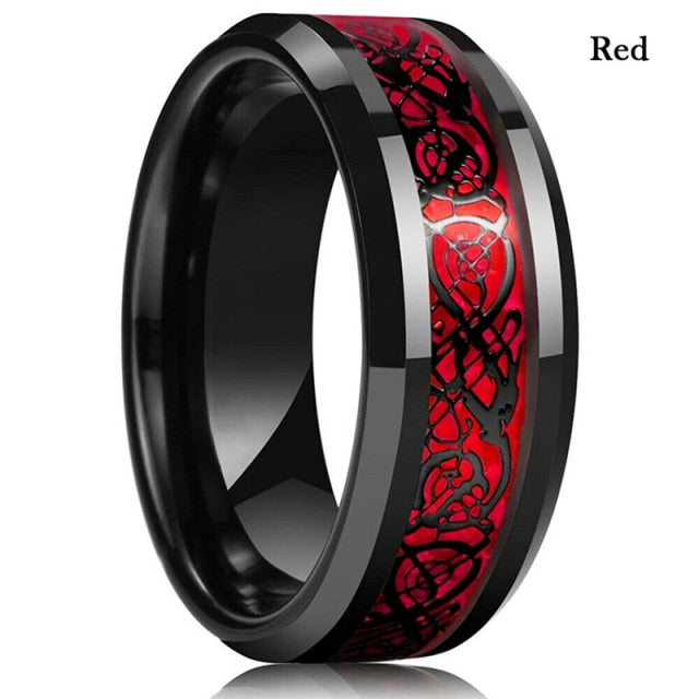 8 Colors 8mm Men's Stainless Steel Ring - 6 / Red - 7 / Red - 10 / Red - 11 / Red - 8 / Red - 9 / Red - 12 / Red - 13 / Red