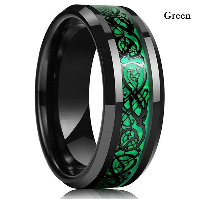 8 Colors 8mm Men's Stainless Steel Ring - 6 / Green - 7 / Green - 10 / Green - 11 / Green - 8 / Green - 9 / Green - 12 / Green - 13 / Green