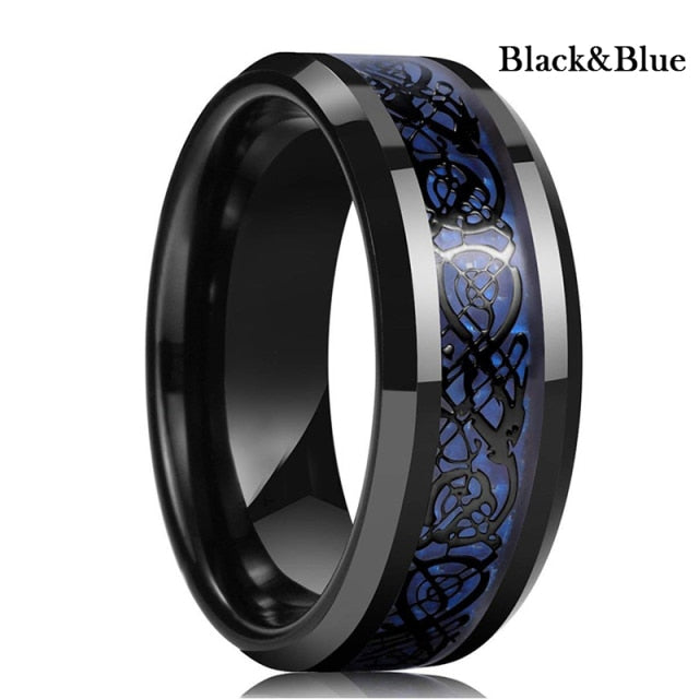 8 Colors 8mm Men's Stainless Steel Ring - 6 / BlackBlue - 7 / BlackBlue - 10 / BlackBlue - 11 / BlackBlue - 8 / BlackBlue - 9 / BlackBlue - 12 / BlackBlue - 13 / BlackBlue