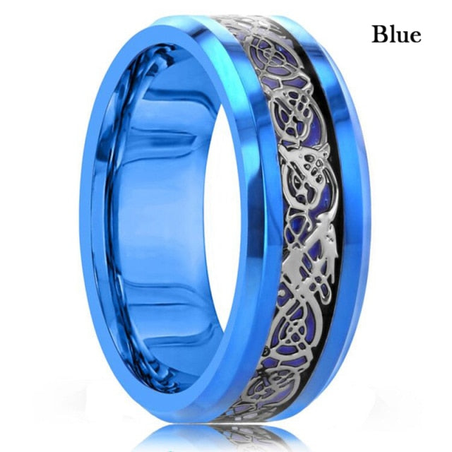 8 Colors 8mm Men's Stainless Steel Ring - 6 / Blue - 7 / Blue - 10 / Blue - 11 / Blue - 8 / Blue - 9 / Blue - 12 / Blue - 13 / Blue