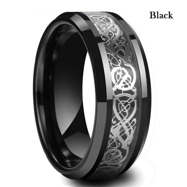 8 Colors 8mm Men's Stainless Steel Ring - 6 / Black - 7 / Black - 10 / Black - 11 / Black - 8 / Black - 9 / Black - 12 / Black - 13 / Black