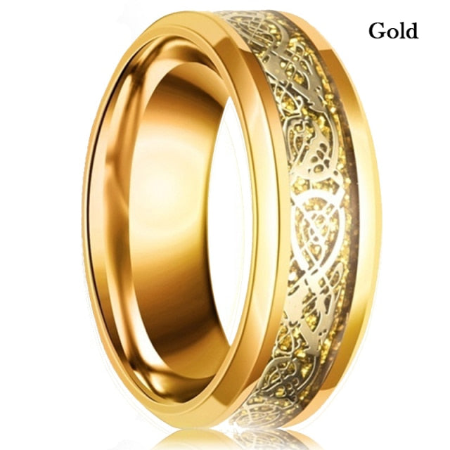 8 Colors 8mm Men's Stainless Steel Ring - 6 / Gold - 7 / Gold - 10 / Gold - 11 / Gold - 8 / Gold - 9 / Gold - 12 / Gold - 13 / Gold