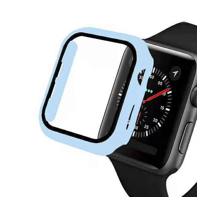 Glass+case For Apple Watch - Elegant white blue / Series 123 42MM - Elegant white blue / Series 4 5 6  44MM - Elegant white blue / Series 123 38MM - Elegant white blue / Series 4 5 6 40MM