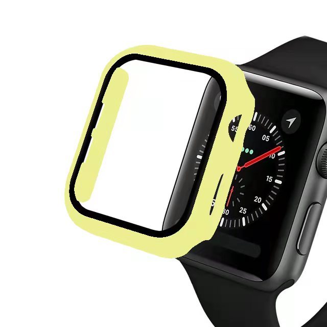 Glass+case For Apple Watch - Bright yellow / Series 123 42MM - Bright yellow / Series 4 5 6  44MM - Bright yellow / Series 123 38MM - Bright yellow / Series 4 5 6 40MM