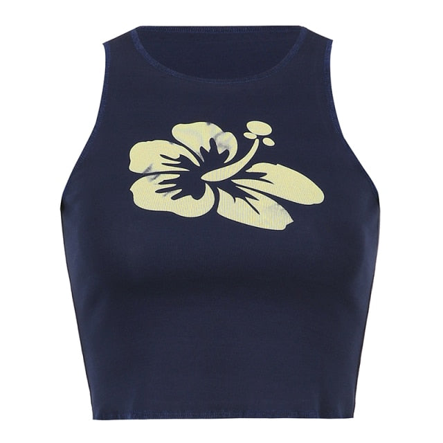 Floral Tank Tops - Blue / L - Blue / S - Blue / M