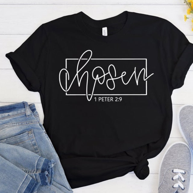 Chosen 1 Peter 2:9 Women’s T-Shirt - Black / XXXL - Black / XXL - Black / XL - Black / L - Black / M - Black / S