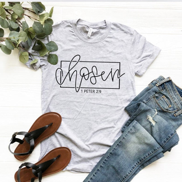 Chosen 1 Peter 2:9 Women’s T-Shirt - GRAY / XXXL - GRAY / XXL - GRAY / XL - GRAY / L - GRAY / M - GRAY / S