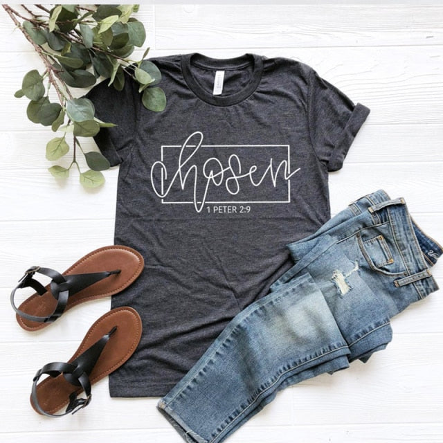 Chosen 1 Peter 2:9 Women’s T-Shirt - Dark Grey / XXXL - Dark Grey / XXL - Dark Grey / XL - Dark Grey / L - Dark Grey / M - Dark Grey / S